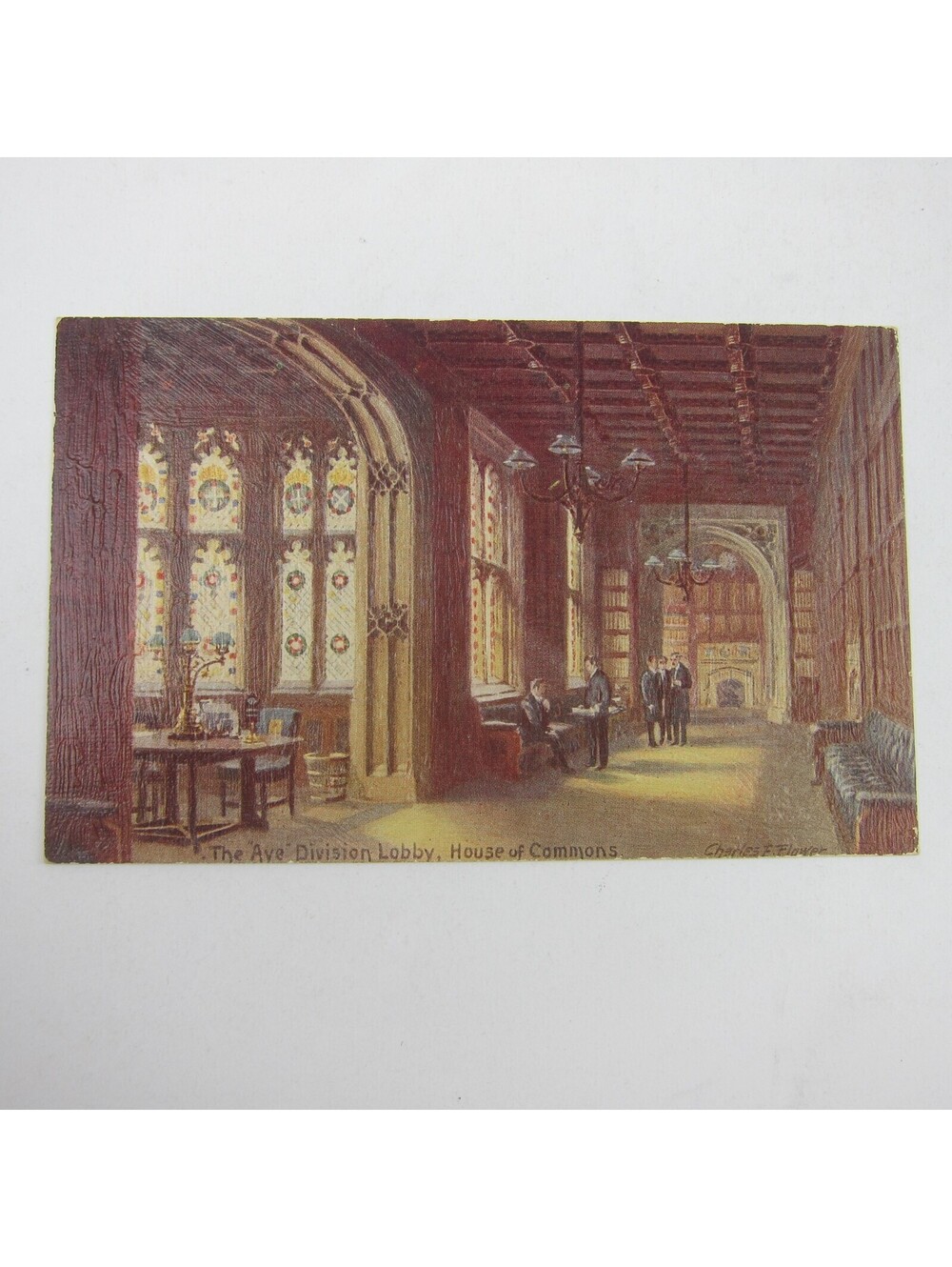 Postcard London England Aye Division Lobby House of Commons Tuck Oilette Antique